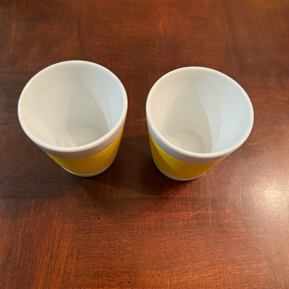 2 Bodum 4oz Porcelain Cups Yellow Silicone Sleeve Grip Made In Switzerland - Picture 4 of 5